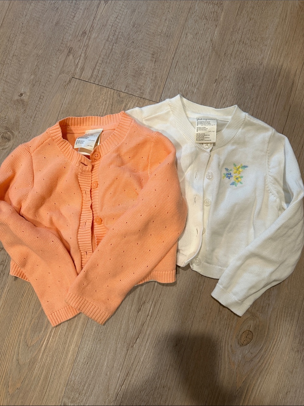 Bundle First Impressions Peach Knit & White Floral Embroidered Cardigan Set